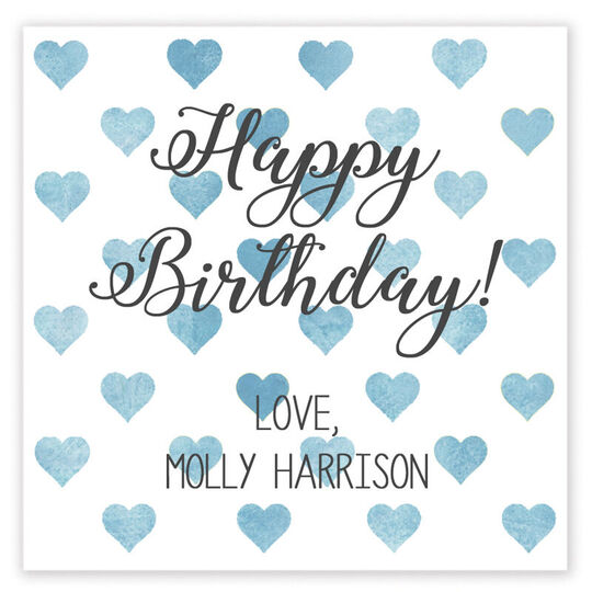 Watercolor Petite Hearts Square Gift Stickers